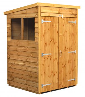 Power 4x4 Pent Garden Shed Overlap - Double Door